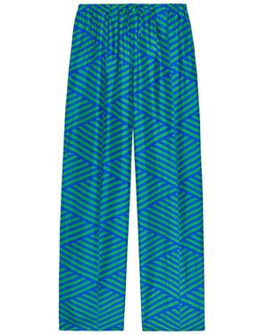 Dries Van Noten Puvis Striped Silk Trousers - Blue