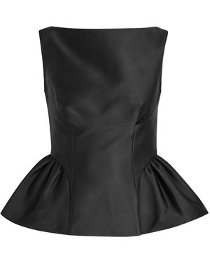 Roland Mouret Gathered Taffeta Top - Black