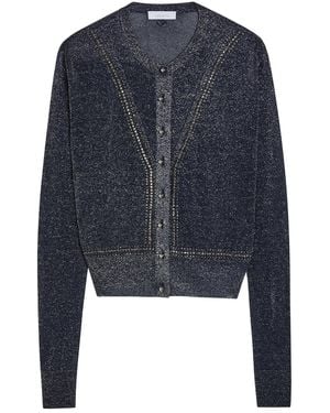 Rabanne Embellished Metallic-Knit Cardigan - Blue