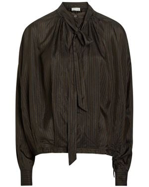 Dries Van Noten Cenvy Pinstriped Woven Blouse - Black