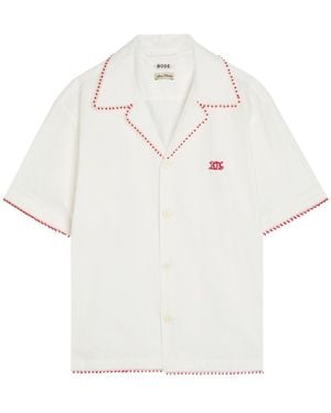 Bode Redbud Logo-Embroidered Cotton-Poplin Shirt - White