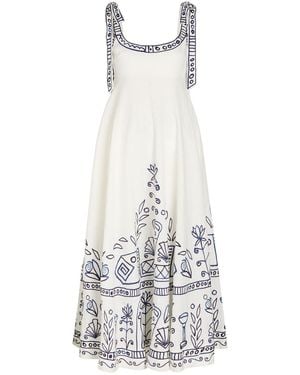 ALÉMAIS Leela Printed Linen Maxi Dress - White
