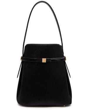 TOTEME Belted Calf-Hair Bucket Bag - Black