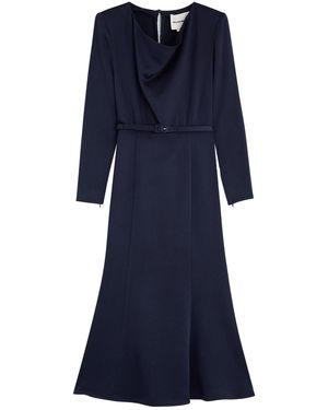 Roland Mouret Belted Crepe De Chine Midi Dress - Blue