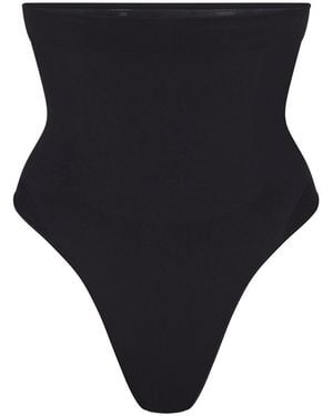 Skims Seamless Sculpt High-Waisted Thong - Black