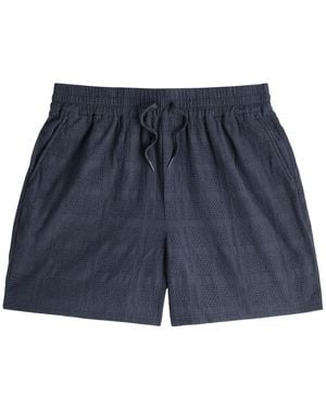 Les Deux Charlie Embroidered Cotton Shorts - Blue