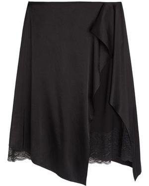 Acne Studios Layered Asymmetric Satin Midi Skirt - Black