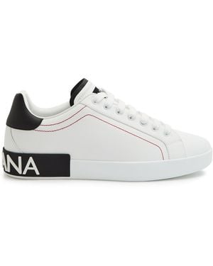 Dolce & Gabbana Portofino Panelled Leather Trainers - White