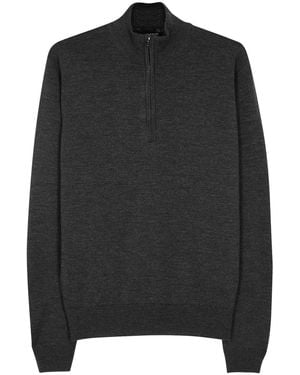John Smedley Petworth Charcoal Wool Cardigan - Black