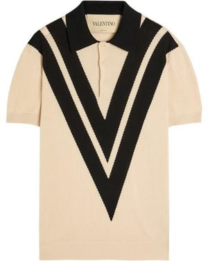 Valentino Garavani Vlogo-Intarsia Cotton Polo Shirt - Black