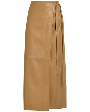 Nour Hammour Leather Maxi Wrap Skirt - Natural