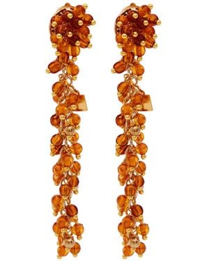 Rosantica Beaded Metal Clip-On Drop Earrings - Orange
