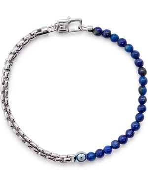 Tateossian Beaded Rhodium-Plated Bracelet - Blue