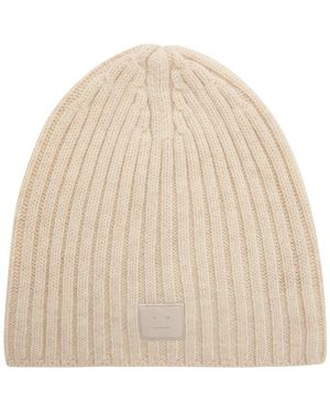 Acne Studios Logo-Appliqué Wool Beanie - Natural