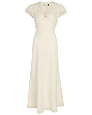 RIXO London Clarice Lace-Embellished Linen-Blend Maxi Dress - White