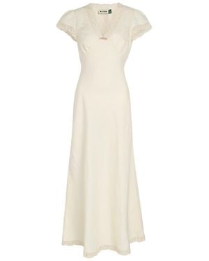 RIXO London Clarice Lace-Embellished Linen-Blend Maxi Dress - White