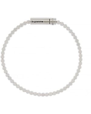 Le Gramme 11G Polished Sterling Beads Bracelet - White