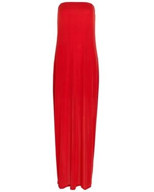 STAUD Liliana Strapless Stretch-Mesh Maxi Dress - Red