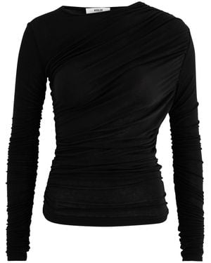 Agolde Tania Ruched Stretch-Jersey Top - Black