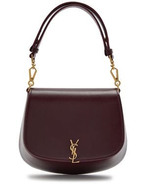 Saint Laurent Voltaire Leather Shoulder Bag - Purple