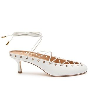 Chloé Ghilies Tie-Up Leather Sandals - Natural