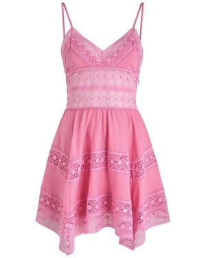 Charo Ruiz Syilvie Lace-Panelled Cotton-Blend Mini Dress - Pink