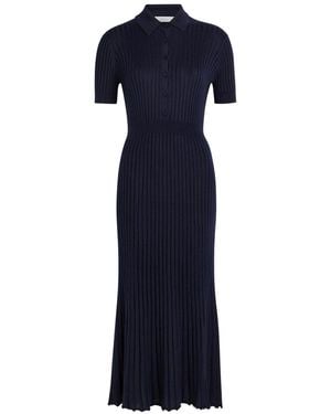 Gabriela Hearst Amor Ribbed Cashmere-Blend Midi Dress - Blue
