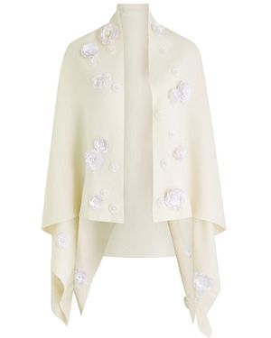 BERNADETTE Shirene Embroidered Cashmere-Blend Shawl - White