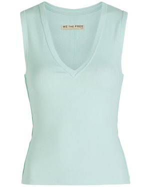 Free People Neria Ribbed Stretch-Cotton Tank - Green