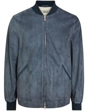 Valstar Evans Suede Bomber Jacket - Blue