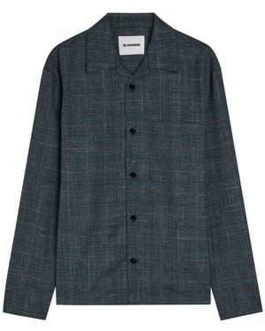 Jil Sander Checked Wool-Blend Shirt - Blue