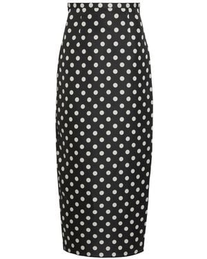 KHAITE Winton Polka-Dot Silk Midi Skirt - Black