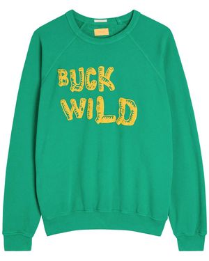 Mother The Biggie Concert Printed Cotton Sweatshirt - Green