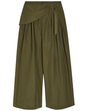 Damson Madder Fabia Cotton-Blend Wide-Leg Trousers - Green