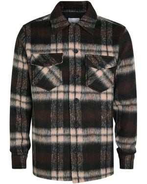 Raith Caldera Plaid Brushed Wool-Blend Overshirt - Black