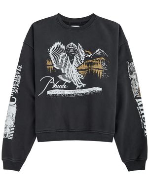 Rhude Pennant Flag Printed Cotton Sweatshirt - Black