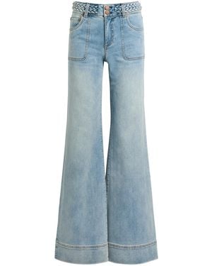 Alice + Olivia Juno Braided Wide-Leg Jeans - Blue