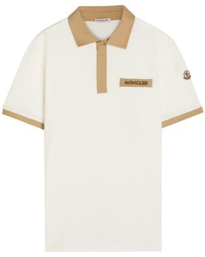 Moncler Contrasting-Trim Piqué Cotton Polo Shirt - Natural