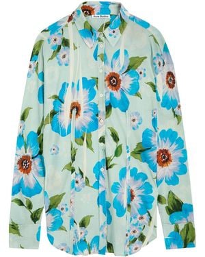 Acne Studios Floral Printed Jersey Shirt - Blue