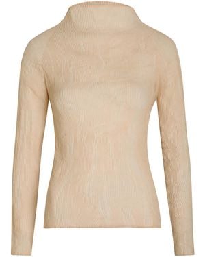Issey Miyake Pleated Chiffon Top - Natural