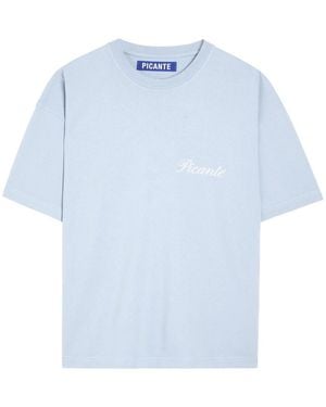Picante Tailor Logo-Print Cotton T-Shirt - Blue