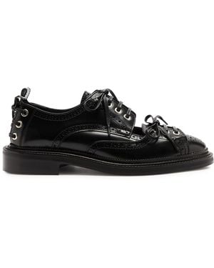 Simone Rocha Lace-Up Glossed Leather Brogues - Black