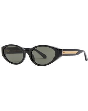 Linda Farrow Oval-Frame Sunglasses - Black