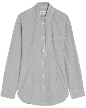 Agolde Cinched Striped Cotton-Poplin Shirt - Grey