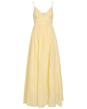 Aje. Vacation Pleated Ramie Maxi Dress - Yellow