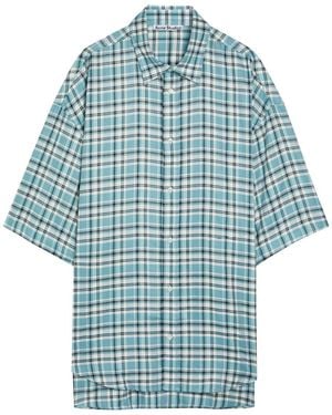 Acne Studios Oversized Checked Woven Shirt - Blue