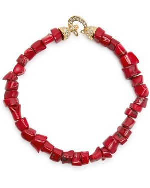 Timeless Pearly Beaded 24Kt-Plated Necklace - Red