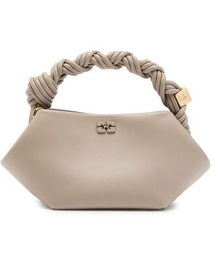 Ganni Bou Mini Leather Top Handle Bag - Gray