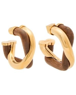Jacquemus Les Doppio Two-Tone Wooden Hoop Earrings - Metallic
