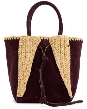 Gabriela Hearst Marija Small Raffia And Suede Tote Bag - Black